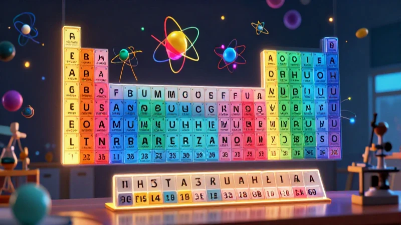 Tabla periódica vibrante y brillante