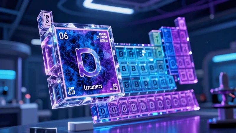 Estructura cristalina de nuevo elemento en laboratorio futurista