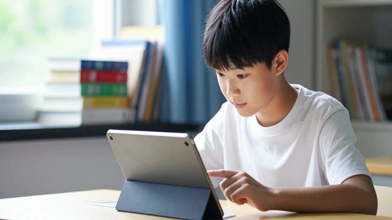 Estudiante concentrado estudia en una tablet moderna