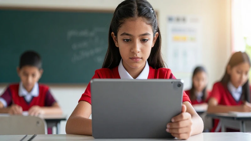 Joven estudiante mexicano enfocado con tablet