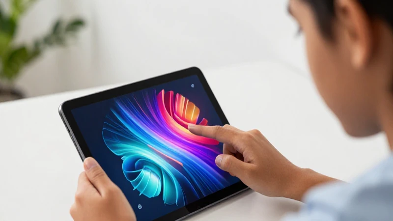 Estudiante moderno aprende con tablet en entorno vibrante