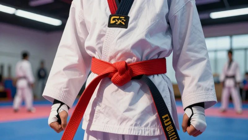 Cinturón de Taekwondo colorido y vibrante en primer plano