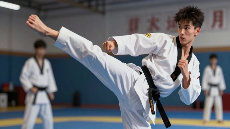 Atleta de Taekwondo dinámico en acción