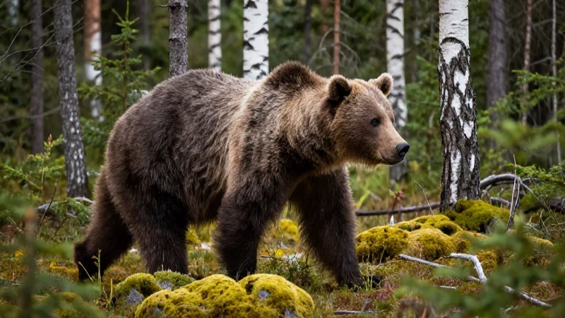 Taiga: Qué es, características, definición y concepto básico 5 Oso pardo siberiano en el bosque de Taiga