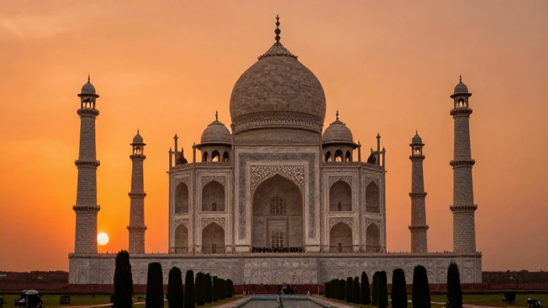 Qué sabes sobre la ubicación y características del Taj Mahal 7 Taj Mahal al atardecer, fotografía simétrica y vívida