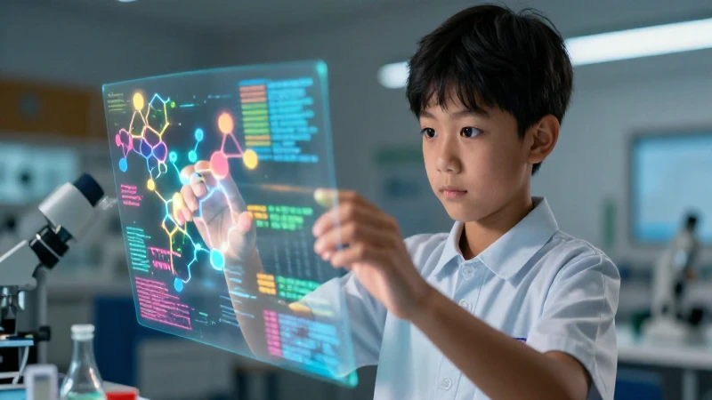 Estudiante interactúa con datos moleculares holográficos