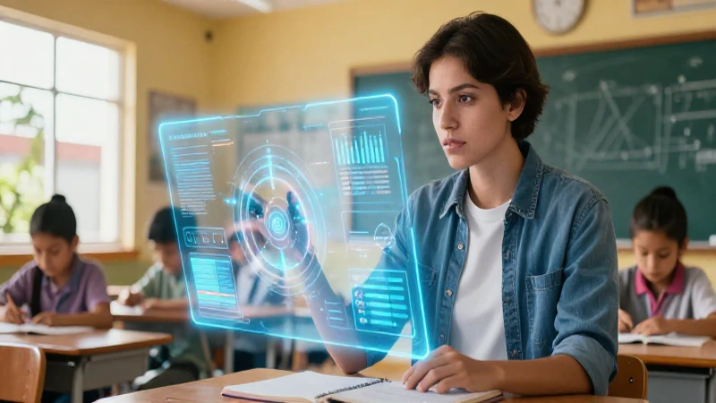 Educador digital en vibrante aula mexicana