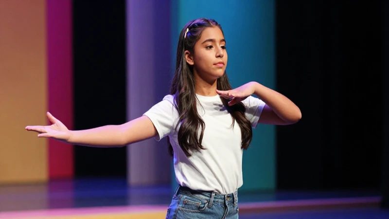 Talleres educativos: definición y concepto en la enseñanza 7 Estudiante mexicano en pose dramática sobre escenario vibrante