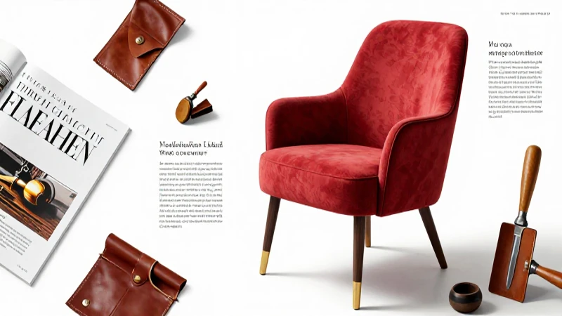 Silla moderna y herramientas de cuero con estética premium