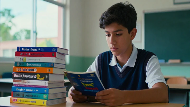 Joven mexicano estudia inglés con concentración