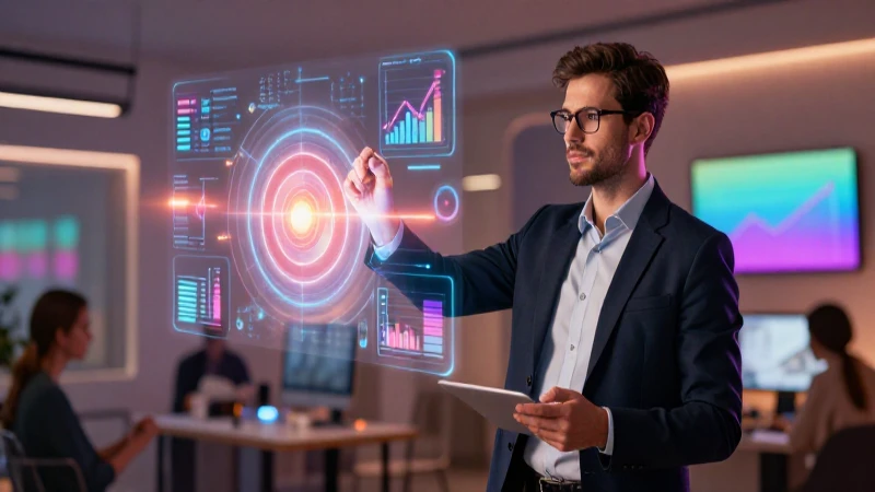 Estrategia de negocios con holograma y crecimiento