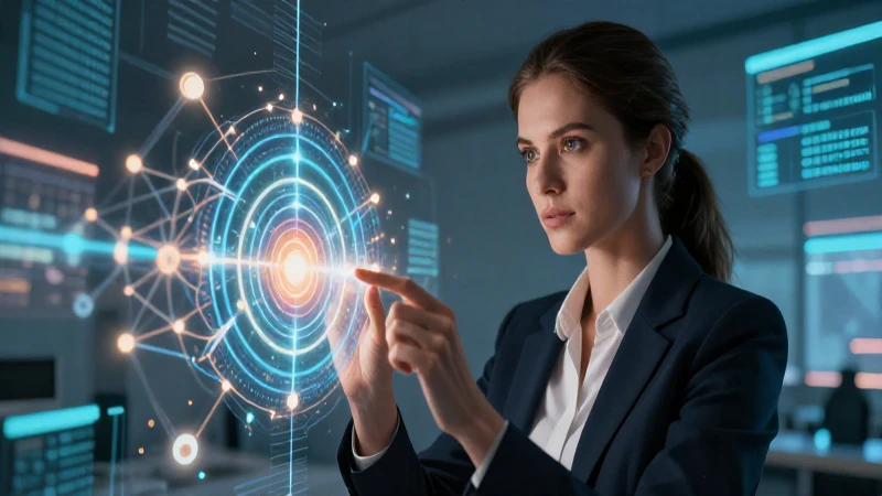Mujer profesional concentrada en objetivo de datos