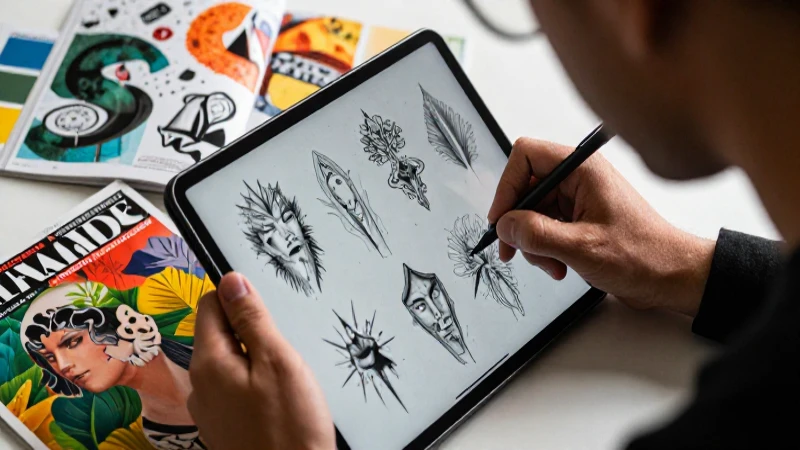 Tatuaje: Historia, Significado y Definición Esencial 6 Diseñador profesional revisando arte de tatuajes premium