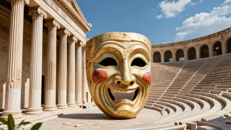 Teatro griego épico y dinámico en estética premium
