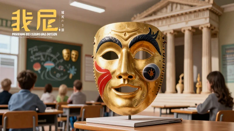 Cuáles son origen y características del teatro griego 8 Máscaras teatrales en aula con ambiente moderno