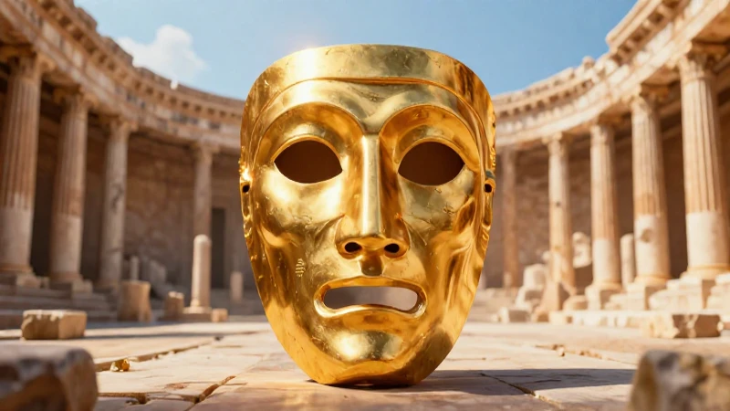 Cuáles son origen y características del teatro griego 6 Máscara trágica griega en diseño moderno