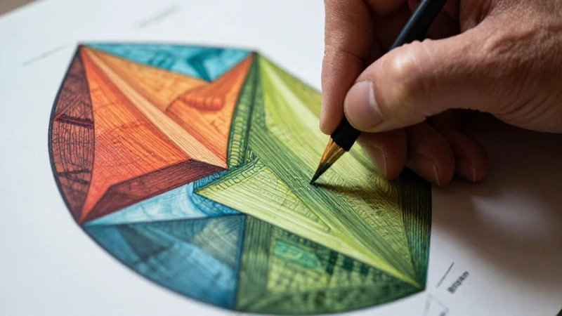 Mano artística dibujando patrones sobre geometría