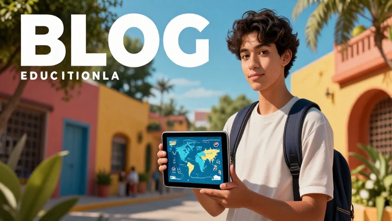 Estudiante mexicano aprende idiomas en un entorno vibrante