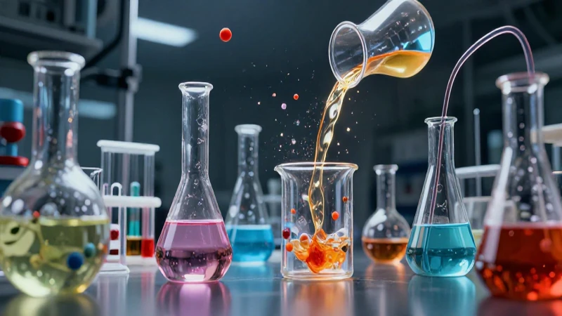 Ilustración científica vibrante de separación química
