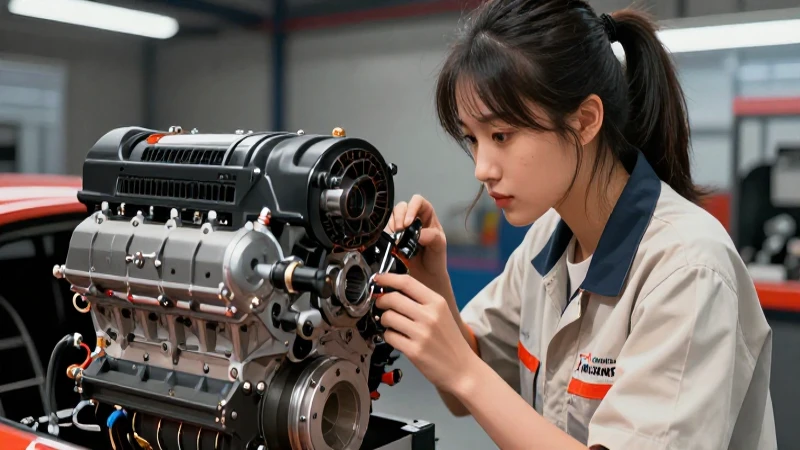 Teóricos y prácticos: Definición de técnicos y su concepto 8 Joven técnica examina intensamente un motor de carreras