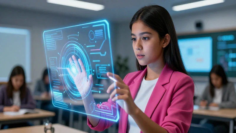 ¡Descarga GRATIS el libro de Tecnología 1 secundaria en PDF y mejora tu aprendizaje al instante! 5 Estudiante mexicano interactúa con tecnología holográfica digital