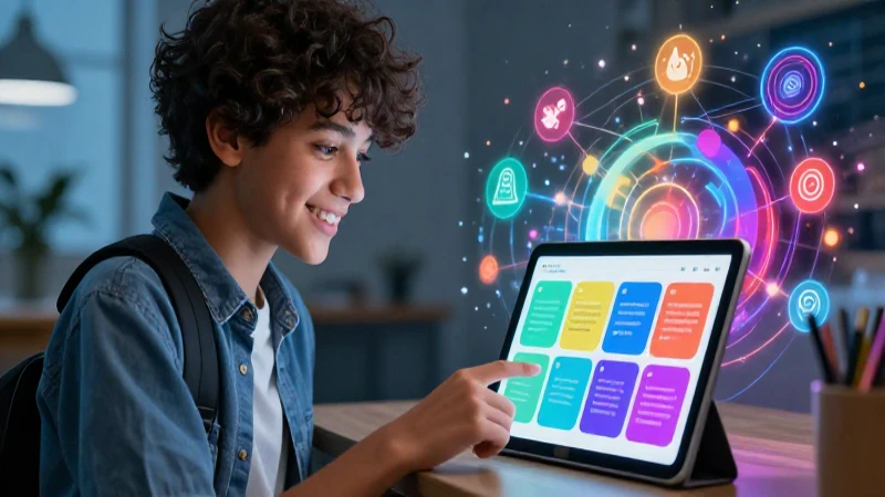 Educación digital vibrante para jóvenes estudiantes