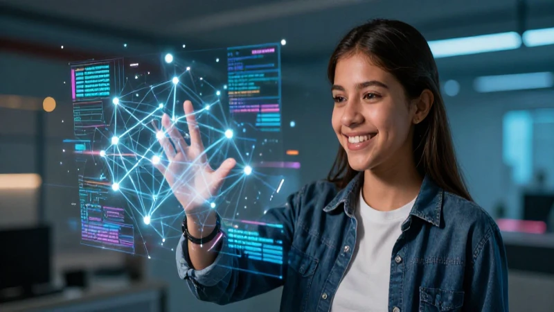 Telecomunicación: Historia, tipos e impacto en la sociedad 9 Joven mexicano sonriente interactúa con red holográfica