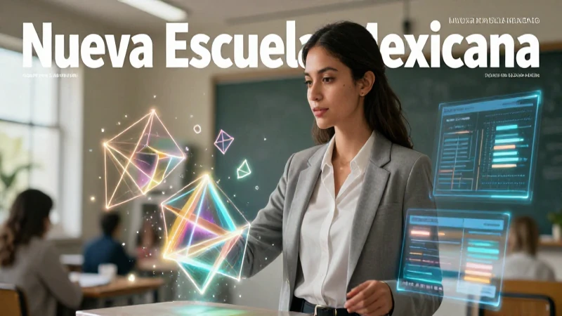 Maestra educativa con elementos digitales abstractos