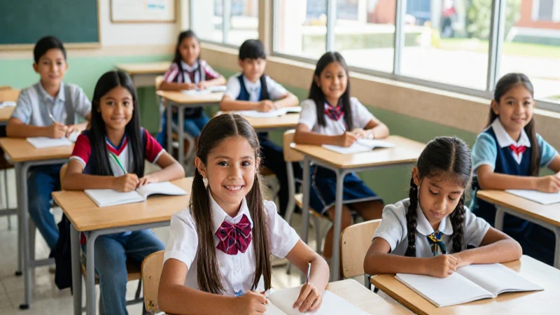 La nueva escuela mexicana: Tema 4 para un aprendizaje impresionante 4 Niño sonríe en aula educativa luminosa