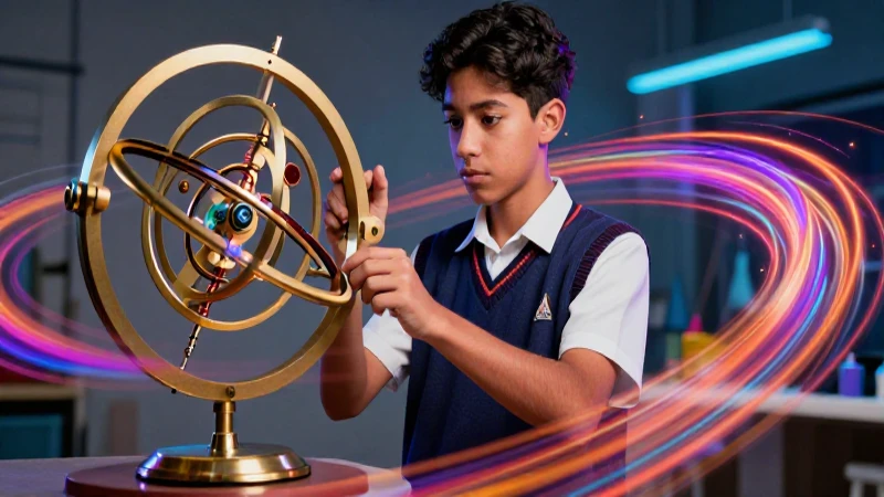 Estudiante mexicano con energía y un giroscopio sofisticado