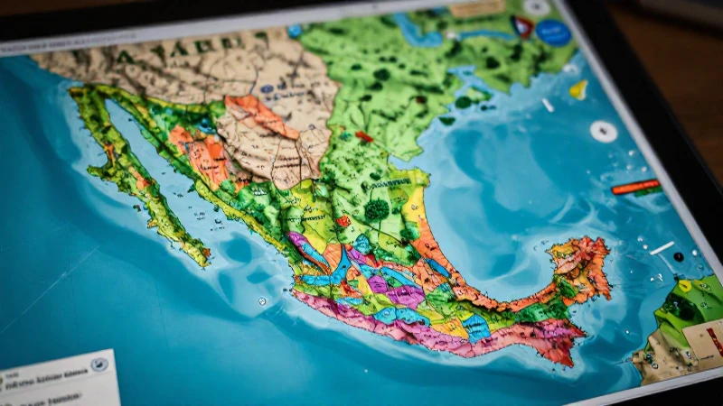 Ilustración ultra realista de mapa mexicano educativo