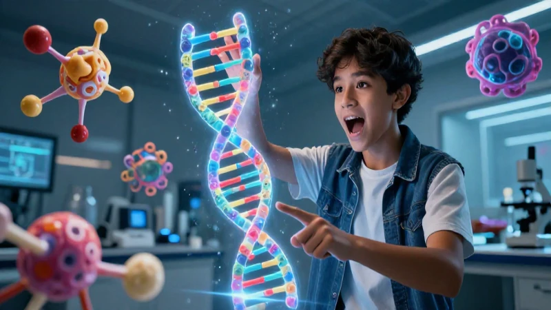 Estudiante mexicano interactúa con ADN futurista