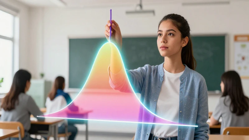 Estudiante enfocado en datos con bell curva