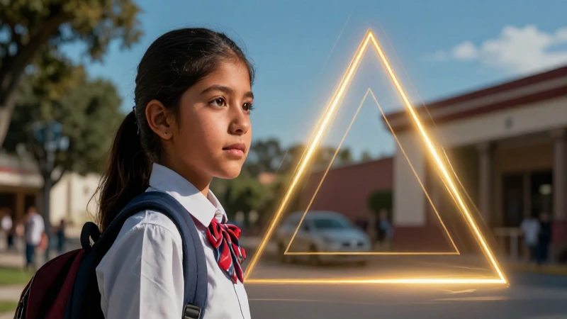 Ilustración vibrante de estudiante mexicana en la Nueva Escuela Mexicana