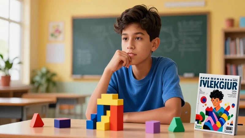 Estudiante mexicano interactúa con bloques educativos coloridos