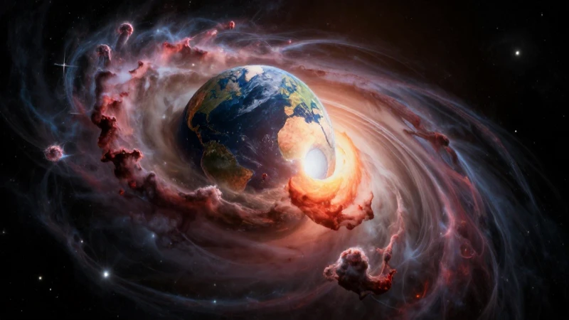 Teoría del Big Bang: Orígenes y Misterios del Universo 4 Nebulosa cósmica rodeando la Tierra y el Big Bang