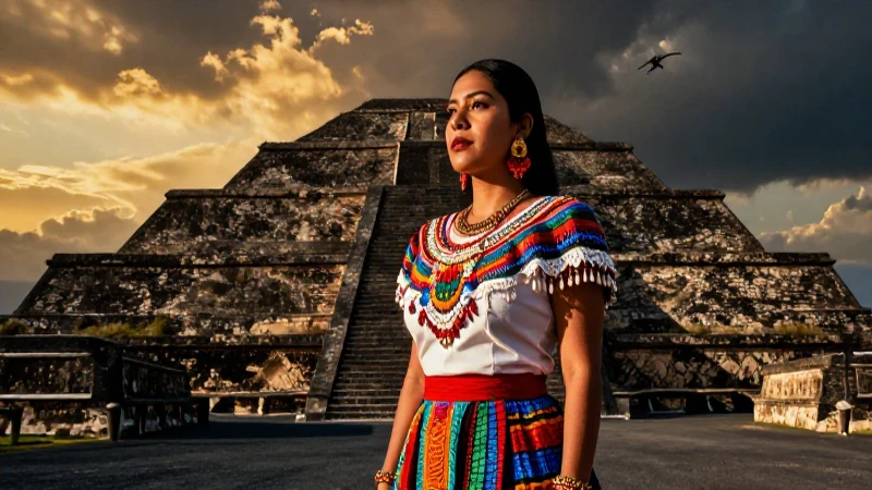 Retrato impactante de mujer indígena en Teotihuacán