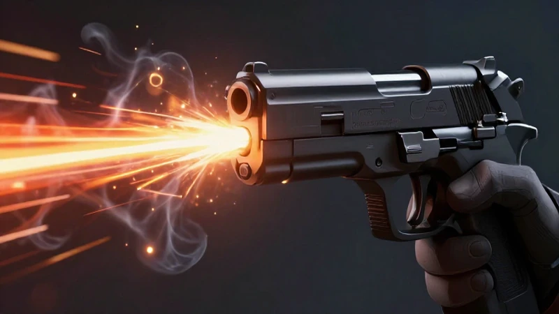 Pistola moderna con proyectil en ilustración dinámica