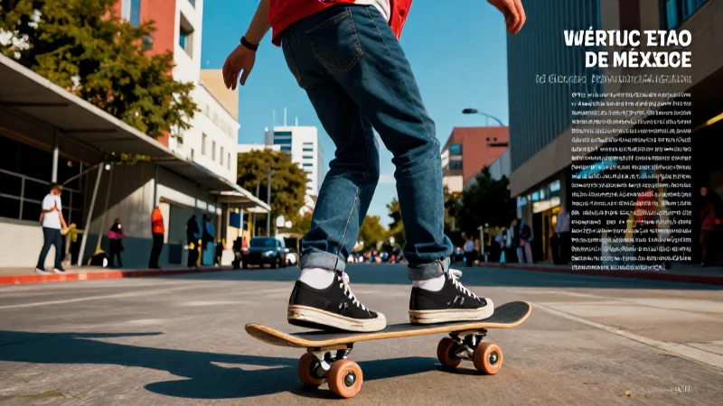 Skater impulsa a una persona en ciudad urbana vibrante