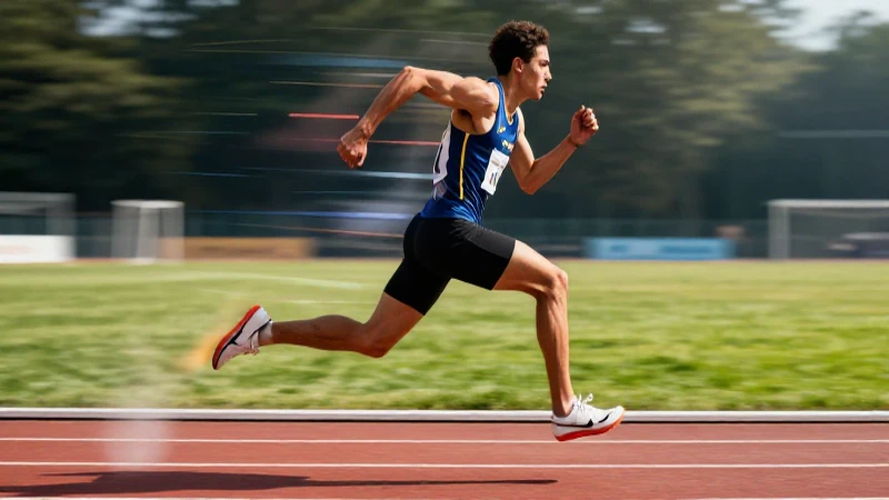 Atleta veloz con energía vibrante en acción