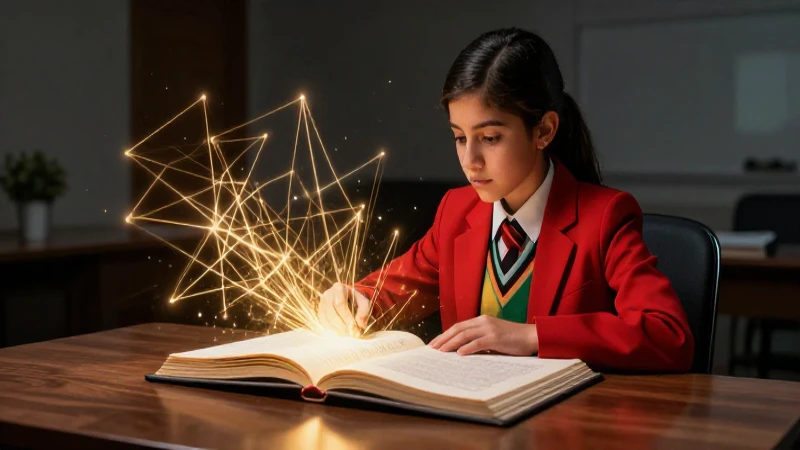 Estudiante concentrado con manuscrito brillante