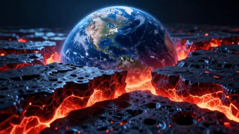 Interior detallado de Tierra, magma vibrante y dramático
