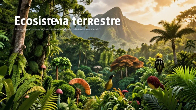 Bosque tropical vibrante con montañas al atardecer