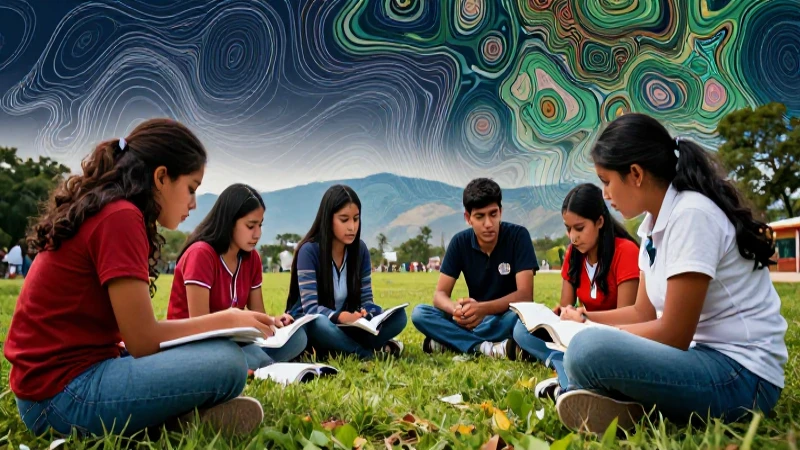 Territorio: concepto, tipos, características y población 7 Estudiantes mexicanos aprendiendo en vibrante paisaje