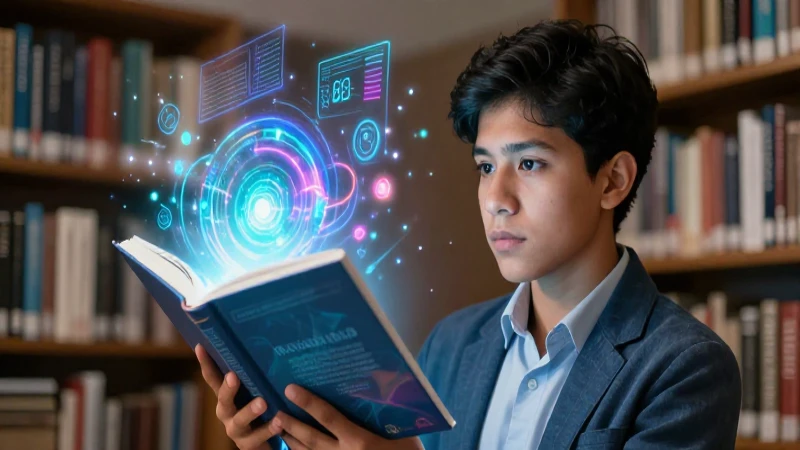 Textos científicos: características, tipos y ejemplos clave 3 Estudiante mexicano con libro de ciencia brillante
