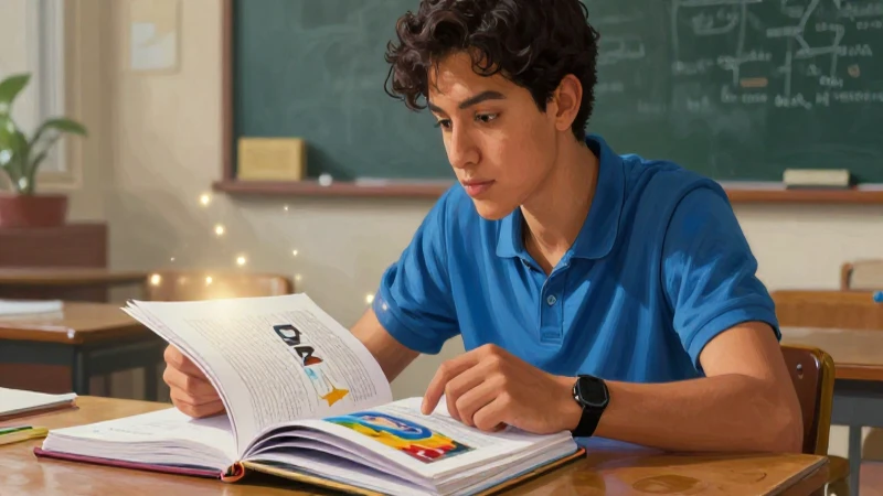 Estudiante mexicano estudiando, ilustración digital detallada