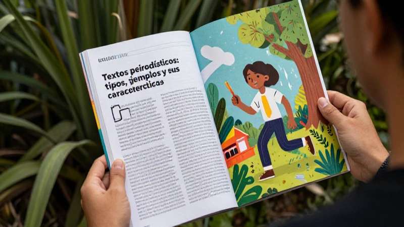 Ilustración educativa atractiva sobre textos periodísticos