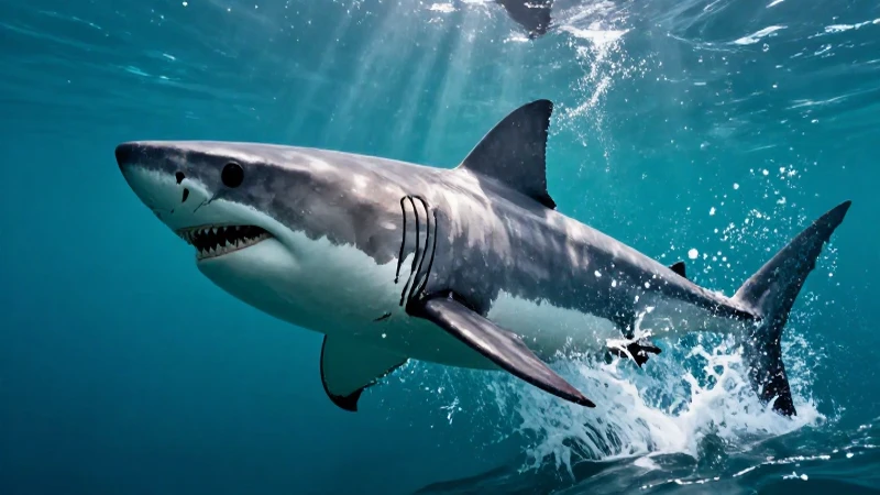 Quieres saber sobre el tiburón blanco, su hábitat y ataques 7 Tiburón blanco salta dinámicamente sobre el mar