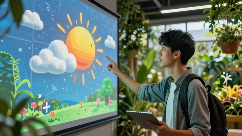 Tiempo Meteorológico: Definición, Importancia y Concepto 3 Estudiante entusiasta con fondo vibrante en entorno educativo