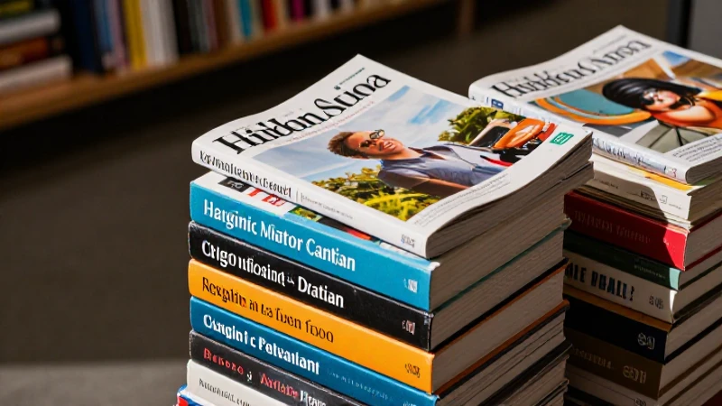 Estética vibrante de libros usados en tienda